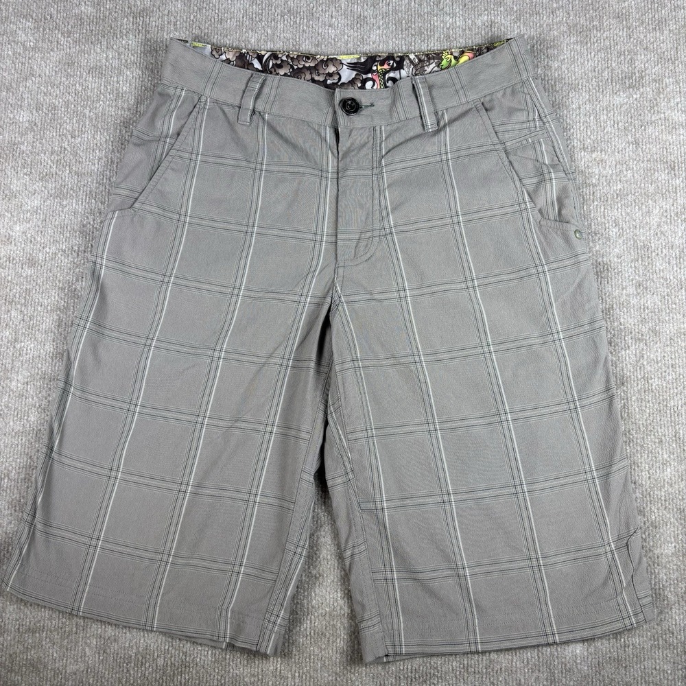 Lululemon Mens Shorts Size 32 Gray Plaid Golf Performance Stretch Casual